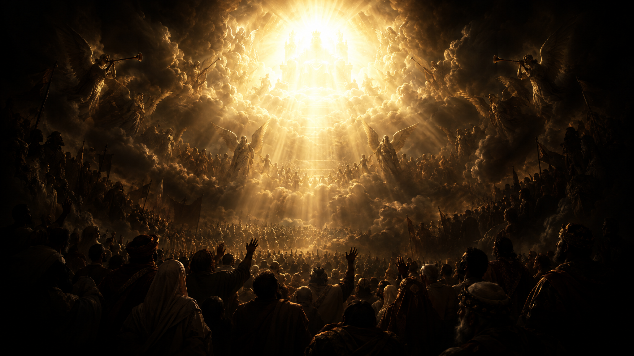 A glória do trono celestial emergindo da luz